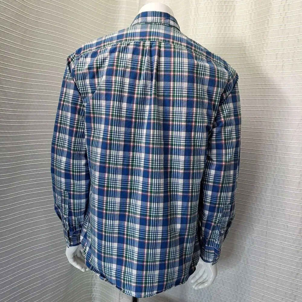 J. Crew Plaid Casual Dress Shirt Blue Multicolor Men's M